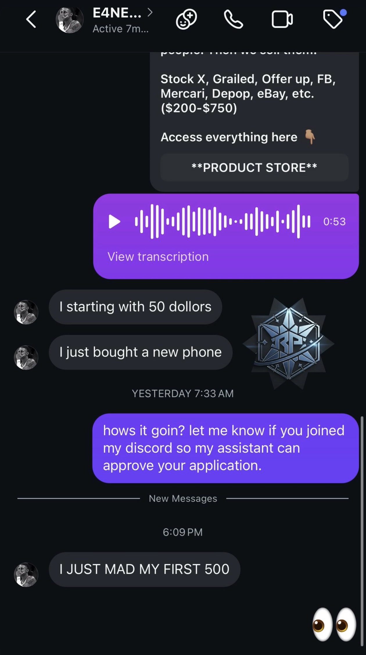 Started with $50, made first $500